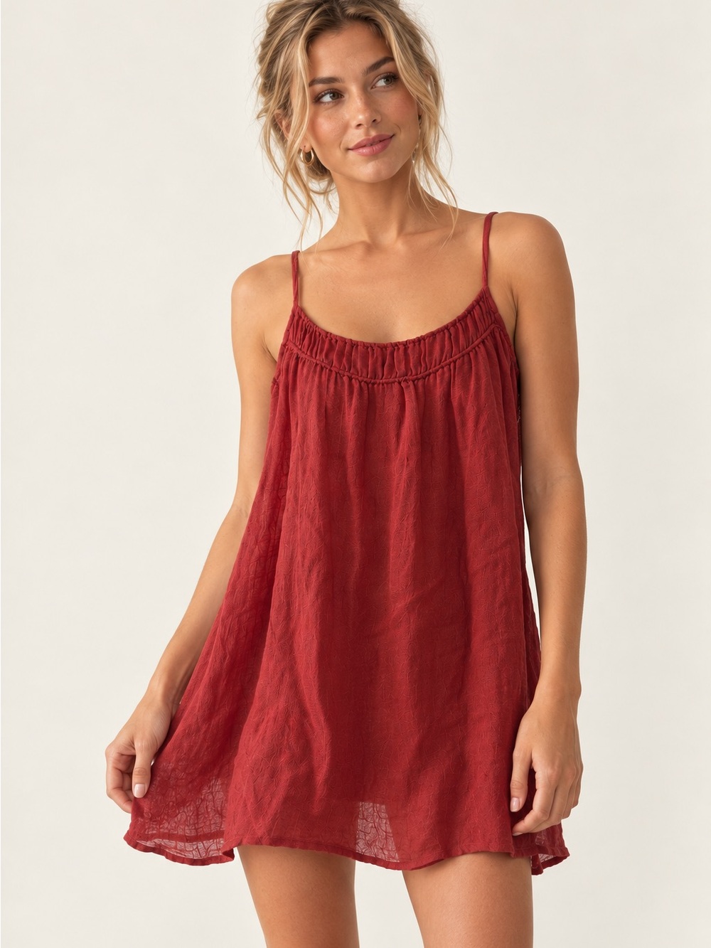 Eileen Fisher Italian Linen Gauze Sandalwood Cami Dress